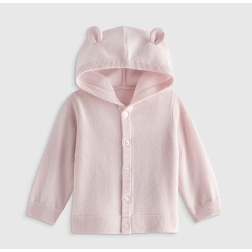 Washable Cashmere Hooded Cardigan in Minimal Pink
