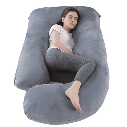 COOKEY Pregnancy Pillow with Removable Velvet Cover,U Shaped Full Body Maternity Pillows for Sleeping,72inch,Dark Gray