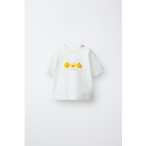 RUFFLY EMBROIDERED CHICK T-SHIRT - Ecru | ZARA United States