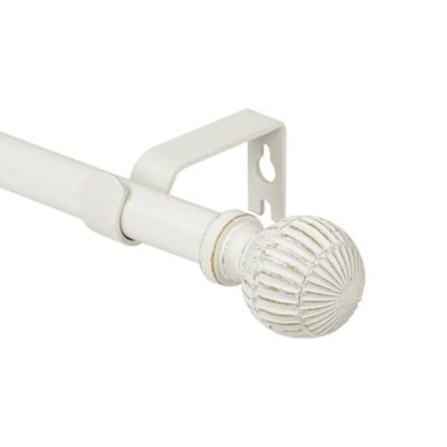 Urbanest 5-8" Single Telescoping Curtain Rod with Volle Ball Finials, 28"-120" Weathered white 28"-84"