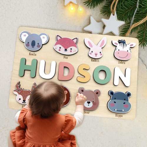 New Baby Gift, Custom Wood Name Puzzle for Toddler, First Birthday Gift for Baby, Boy Gift Baby Girl Gift, Christmas Gifts, Wooden Toys