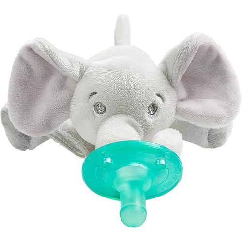 Philips AVENT Soothie Snuggle Pacifier Holder with Detachable Pacifier, 0m+, Elephant, SCF347/03- 1 Count (Pack of 1)