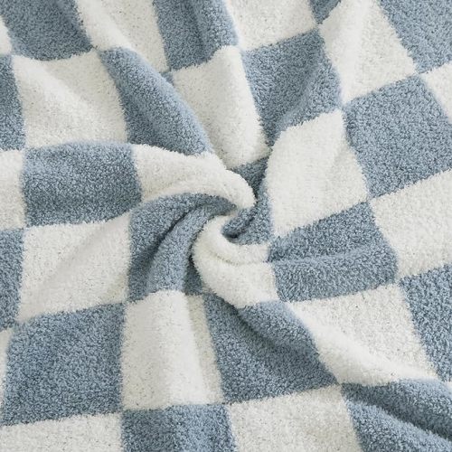 WRENSONGE Checkered Throw Blanket Grey Blue 50"*70"