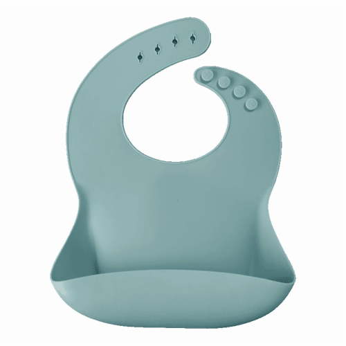MinikOiOi BASICS - Bib - Aqua Green 100% Food Grade Silicone Award Winning Design Bib With Adjustable Straps and Food Catcher, BPA Free - 100% Food-Grade Silicone - 6m+ Unisex - Infant