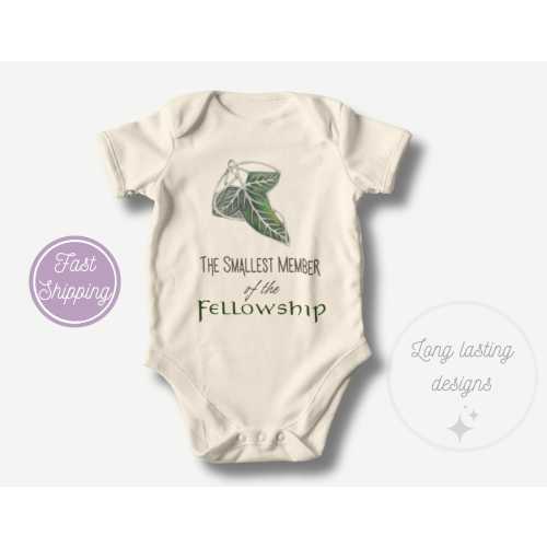 Smallest Member of the Fellowship Baby Onesie, T-shirt, White Bib for Unisex Babies, Stylish and Comfortable | Perfect Baby Shower Gift