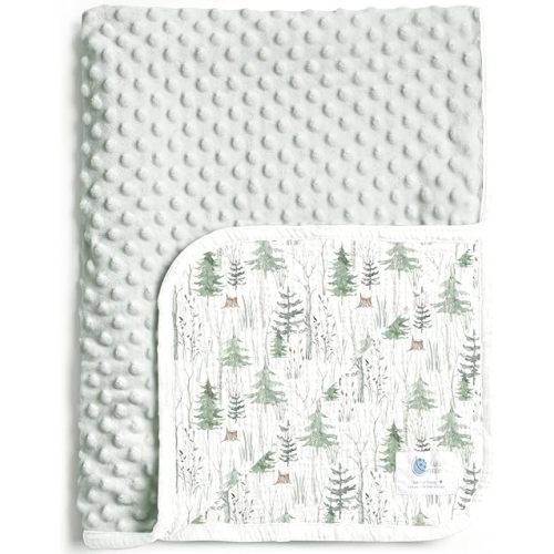 Baby Blanket for Newborn: Muslin & Minky Dot Lightweight with Forest Pine Tree Print - Thermal Blanket Gift for Baby Shower & Hospital Welcoming 30"x40"(Green Pine)