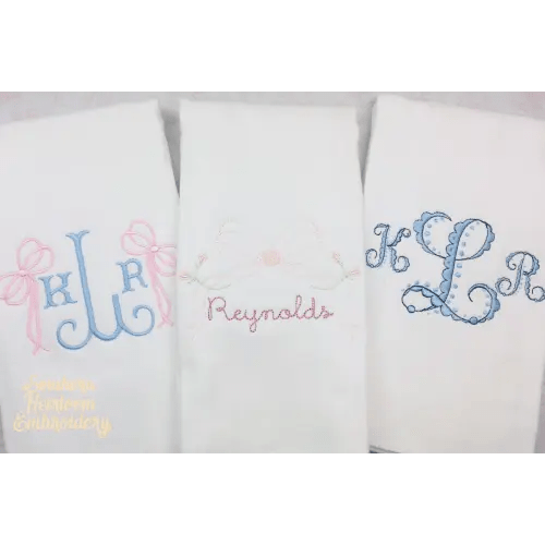 Baby Girl Monogrammed Burp Cloths, Monogram Burp Cloth, Embroidered Burp Cloth Gift Set, Baby Gift, Heirloom Baby