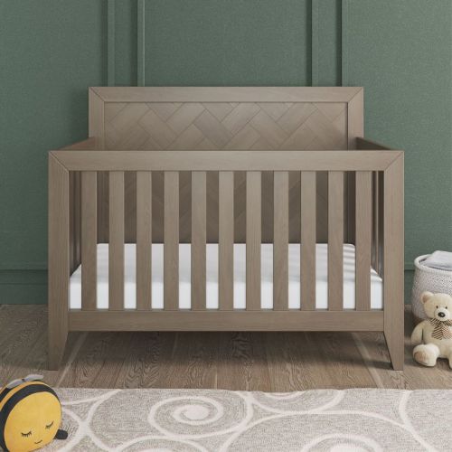 Child Craft Kieran 4-in-1 Convertible Crib, Converts to Day Bed, Toddler Bed and Full Size Bed, 3 Mattress Positions, Baby Safe Finish (Crescent Gray)