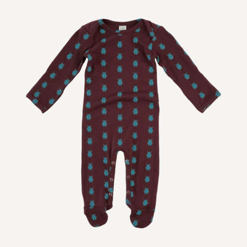 long sleeve lap neck footie | tiny beetle | modal skinny rib – kate quinn