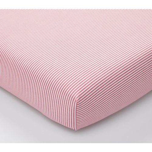 Organic Oxford Stripe Crib Fitted Sheet , Red