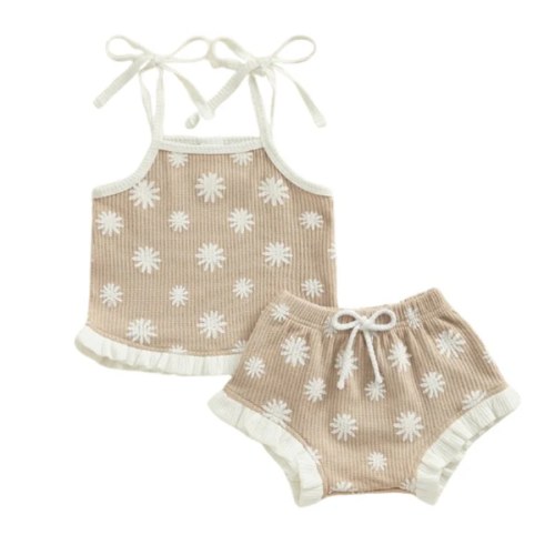 Sunflower Waffle Shorts Set