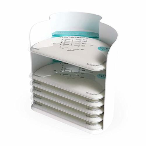 nanobebe 25 Breastmilk Storage Bags & Organizer – Fast, Even Thawing & Warming Breastmilk Bags, Save Space & Track Pumping – Freezer & Fridge Breastfeeding Supplies