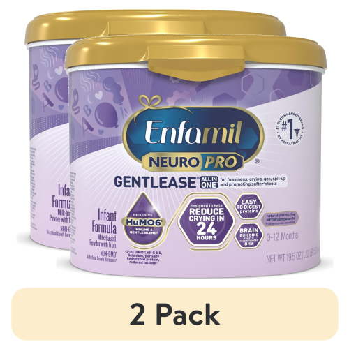 (2 pack) Enfamil NeuroPro Gentlease Powder Baby Formula for Premium Digestive Support, 19.5 oz Tub