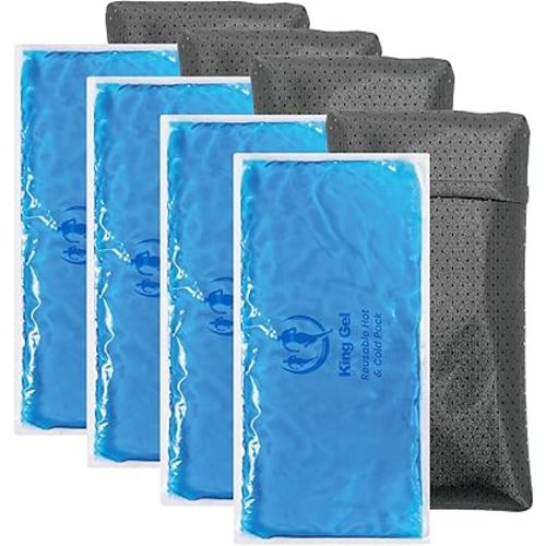 4PK Flexible Hot and Cold Gel Packs for Injuries Reusable - Gel Ice Pack Cold Compress for Knee, Back, Neck, Wrist, Hand, Elbow, Ankle Pain Relief - 9.5" x 4.5"