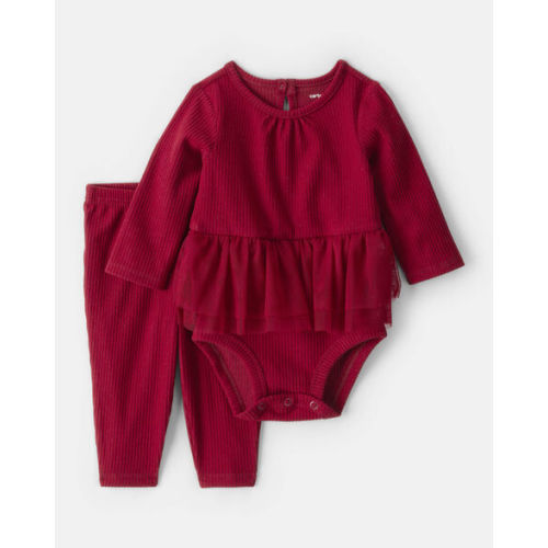 Baby Girl 2-Piece Peplum Tulle Bodysuit & Pant Set - Red - Carter's | Carter's