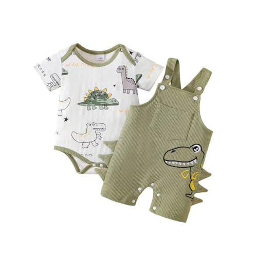 Baby Boy Clothes Cute Summer Outfits Infant Dinosaur Romper Cartoon Suspender Overalls Shorts Set 0-18 Months