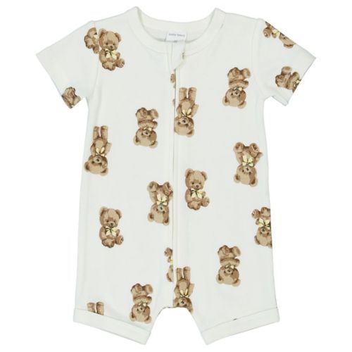 Cream Baby Short Sleeve Zip Romper | Best&Less™ Online