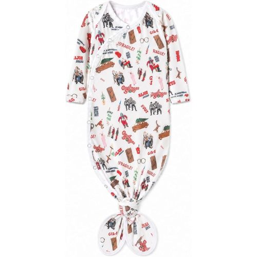 Copper Pearl Baby Gown - Knotted Newborn Sleepers for Baby Boy, Soft Stretchy Long Sleeve Infant Gowns with Bottom Tie and Hand Mittens, Perfect Hospital Coming Home Outfit (A Christmas Story)