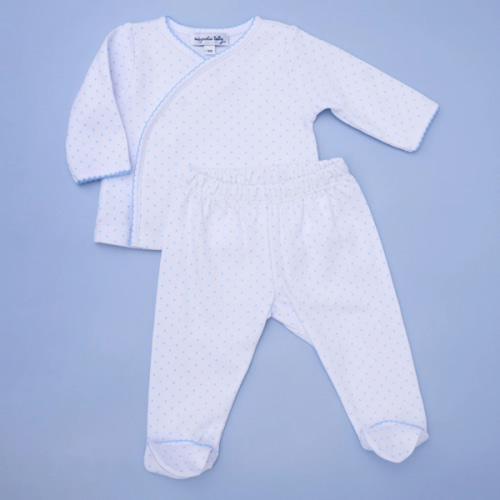 Magnolia Baby Boy Mini Dots X-Tee Footed Pant Set - Blue