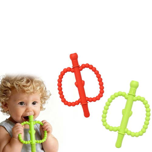 2 Piece of Apple Baby Rattles Teethering Rings Silicone Teethers for 0-36 Months BPA Free Chew Toys Teether Neutral Newborn Gift