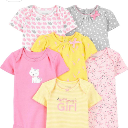 Amazon.com: Simple Joys by Carter's Baby Girls' Short-Sleeve Bodysuit, Pack of 6, Multicolor/Ditsy Floral/Floral/Polka Dot/Tropical, 24 Months: Clothing, Shoes & Jewelry