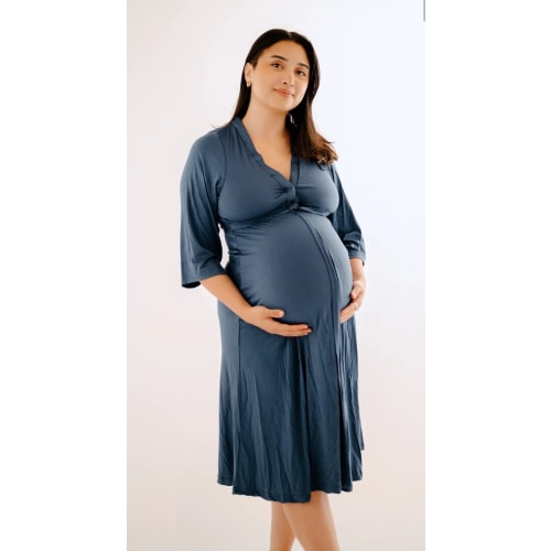 Lila Labor & Postpartum Gown in Midnight Blue