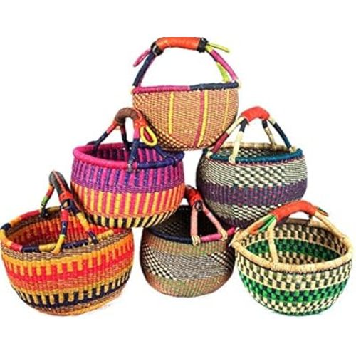 9" -11" Across Children's Small Bolga African Bolga Ghana Basket Fair Trade toys Easter Eggs basket (COLORS VARY) 1 EA