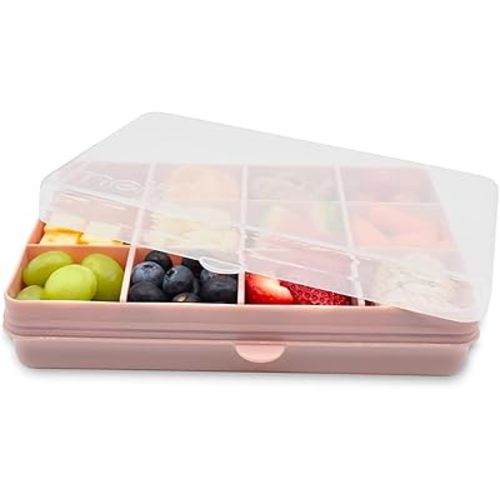 melii Snackle Box | Divided Snack Container for Kids, 12 Compartments with Removable Dividers, BPA-Free Food Storage for Snacks, Crafts & Travel, Grey (Ages 3+)