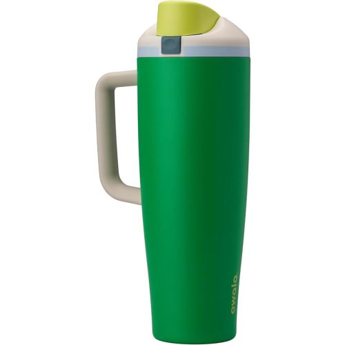 Owala FreeSip Tumbler Insulated Stainless Steel Water Bottle with Built-in Straw and Side Handle, For Travel, Work, School, and Sports, 40oz, BPA Free, Leak Proof, Putting Green