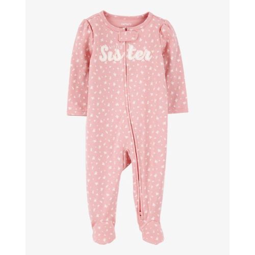 Baby Girl Little Sister 2-Way Zip Cotton Sleep & Play Pajamas - Pink - Carter's | Carter's