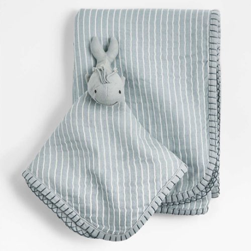 Whale Lovey and Baby Stroller Blanket Gift Set
