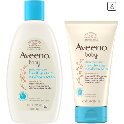 Amazon.com: Bundle of Aveeno Baby Healthy Start Newborn Wash, Hypoallergenic Baby Body Wash with Prebiotic Oat, Fragrance-Free, 8 fl. oz + Newborn Balm, Baby Skin Balm with Prebiotic Oat , Fragrance-Free, 5 oz : Baby