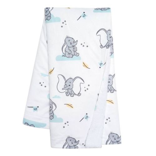 Lambs & Ivy Disney Baby Dumbo Elephant Baby Blanket: 40" x 30", Animal Prints, Faux Shearling