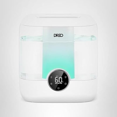 DREO 6L Top Fill Humidifiers for Bedroom, 60H Runtime 28 dB Quiet Supersized Cool Mist Air Humidifiers for Large Room, Baby Nursery, Plant, Indoor, Night Light, Easy to Clean, Precise Humidity Control