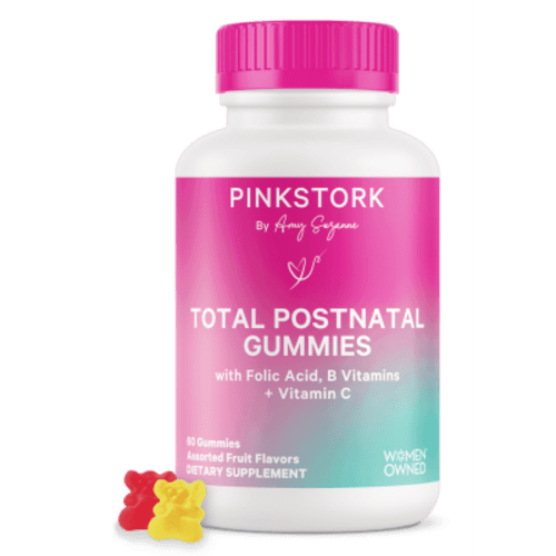 Pink Stork Total Postnatal Gummies, Zinc, Essential Vitamins + Minerals for Postpartum Wellness, 60ct