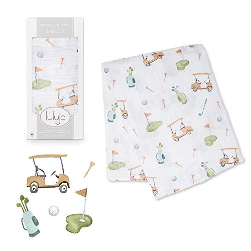 Lulujo Baby Cotton Muslin Swaddle Blanket, 47 x 47-Inch, Golf