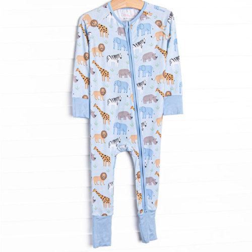 Safari Summer Bamboo Zippy Pajama, Blue – Stitchy Fish