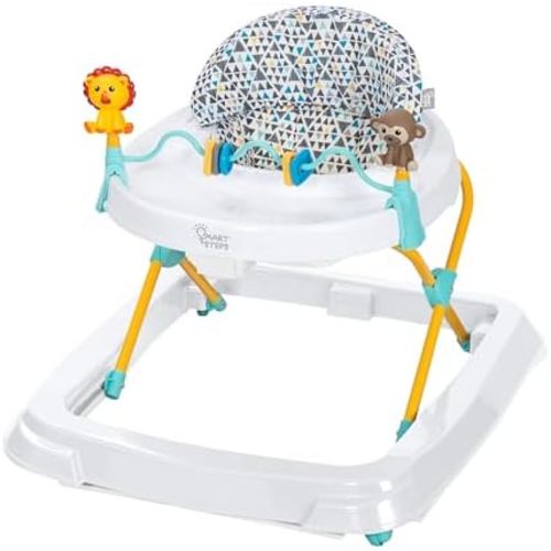 Smart Steps Trend Activity Walker with Removeable Toy Bar, Multi-Directional Front Wheels, Tray, Adjustable Height and Flat Fold Frame for Storage, Ages 6 Months +, Zoo-ometry White