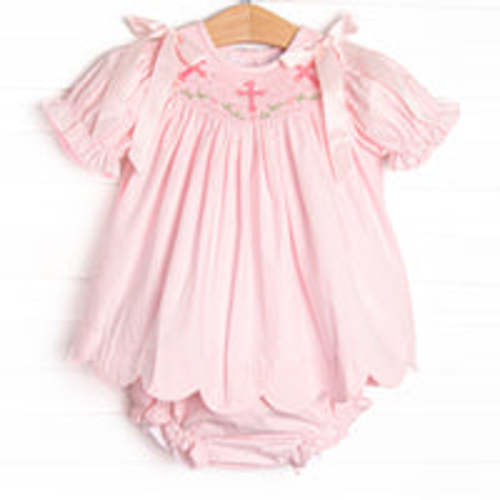 Blessings and Blooms Smocked Diaper Set, Pink – Stitchy Fish