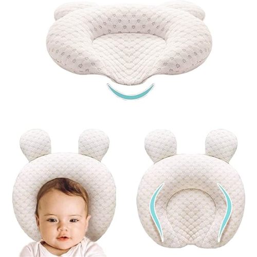 Portable Baby Pillow – Adjustable Ergonomic Pillow with Cute Heart Design, Soft Breathable & Hypoallergenic Pillow for Newborn Sleeping, Prevents Flat Head, Cozy & Washable