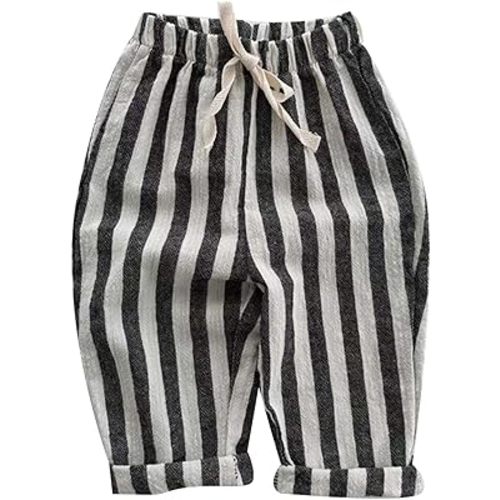 Boys' Cotton Linen Harem Bloomers Pants for Baby Toddler Striped Bloomer Elastic Basic Harem Pants Joggers