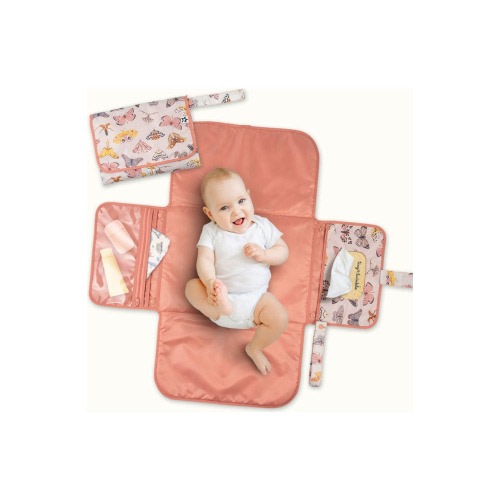 Portable/Foldable Waterproof Diaper Changing Pad with Smart Wipes Pocket