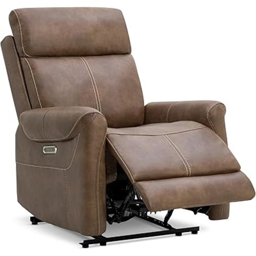 KISLOT Leather Recliner Chair for Adults Wall Hugger RV Recliner with USB Charging Ports Electric Power Reclining Sofa for Living Room Home Theater Seating Bedroom