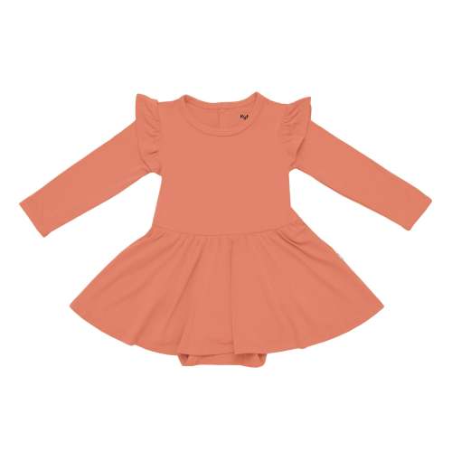 Long Sleeve Twirl Bodysuit Dress in Sienna