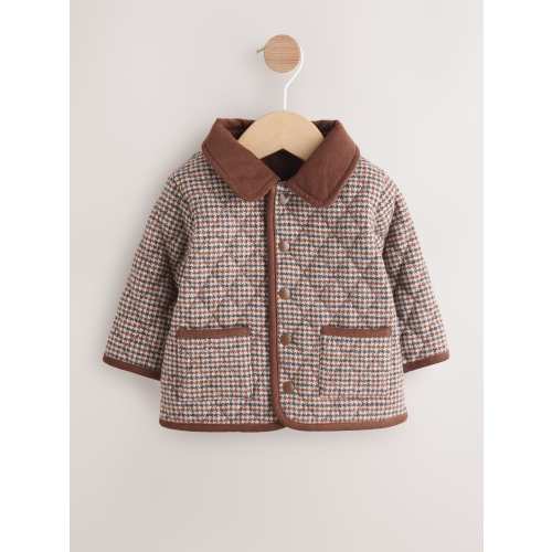 Brown Heritage Check Baby Quilted Cord Collar Jacket (0mths-2yrs)