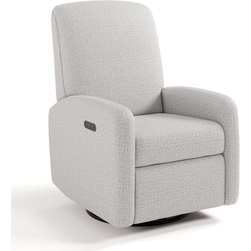Graco Bellwood Power Recliner Swivel Glider (Steel Basketweave) – Electronic Power Recliner for Nursery, Includes Dual-USB Charging Port for USB-A & USB-C, Glider Rocking Chair with Full Recline