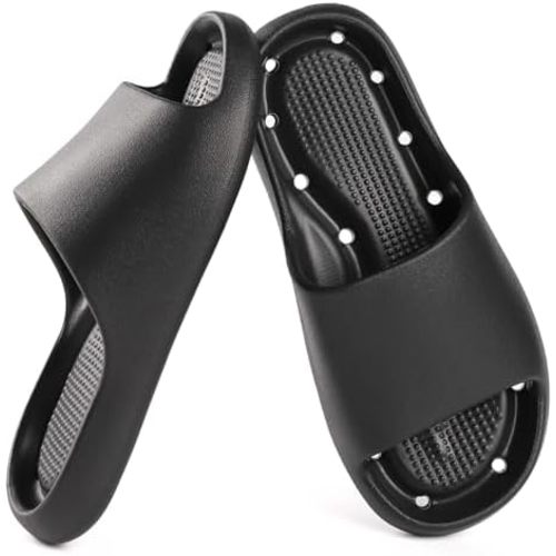 Shower Shoes for Women and Men Massage Slide Sandals Soft Cushioned Anti-Slip Pool Slides Comfort Quick Drying with Drain Holes Bathroom Slippers