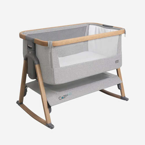 CozeeAir Baby Bassinet & Bedside Sleeper - Silver & Oak