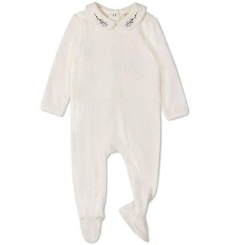 MiniMoi Baby Girls "Lilacs Are The Sweetest Bloom" Embroidered Footie Lilac 6 Months