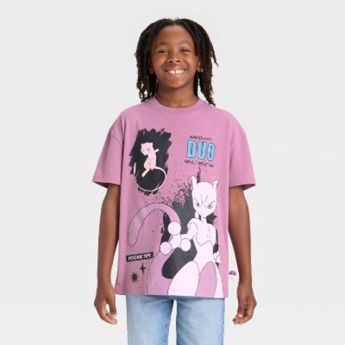 Boys' Pokémon Mew and Mewtwo Short Sleeve Oversized Graphic T-Shirt - Purple